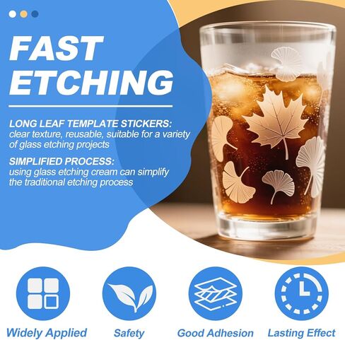 WANJAO 80g Glass Etching Kit, Frosted Glass Etching Kit Long-Lasting Creative Etch Creating Matte Glasses Effect with Stencil Gloves Paper Tape for Glasses Mugs Jars Mirrors Mother Day in Kuwait