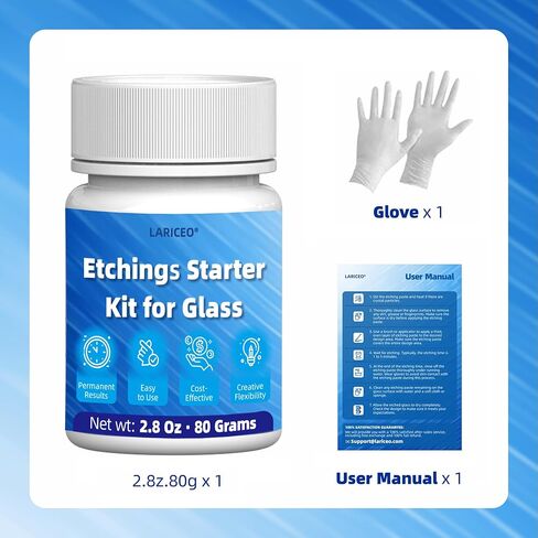 2.8oz Glass Etching Kit with Gloves, High Adhesion Etching Starter Kit, Glass Etching Kit for Wine Glasses, Mugs, Jars, Mirrors, Easily Create Matte Glass Designs, Durable & Long-Lasting Results in Kuwait
