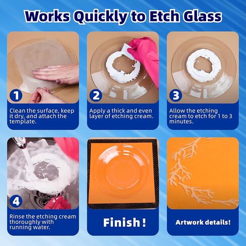 2.8oz Glass Etching Kit with Gloves, High Adhesion Etching Starter Kit, Glass Etching Kit for Wine Glasses, Mugs, Jars, Mirrors, Easily Create Matte Glass Designs, Durable & Long-Lasting Results in Kuwait