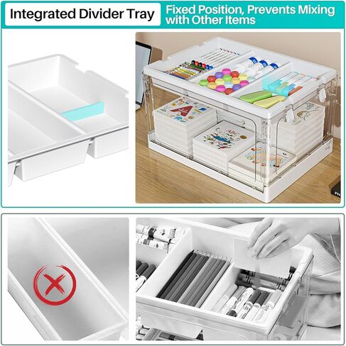 𝟐𝟒𝐐𝐓 𝟐𝐏𝐚𝐜𝐤𝐬 Clear Craft Organizers and Storage with Trays, Art Supply Organizer and Storage, Craft Storage Box with Lid for Beads, Markers, Coloring Books, Sewing, Playdoh and Tools in Kuwait