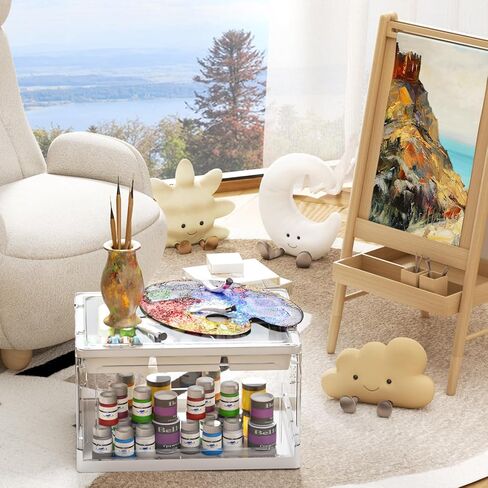 𝟐𝟒𝐐𝐓 𝟐𝐏𝐚𝐜𝐤𝐬 Clear Craft Organizers and Storage with Trays, Art Supply Organizer and Storage, Craft Storage Box with Lid for Beads, Markers, Coloring Books, Sewing, Playdoh and Tools in Kuwait