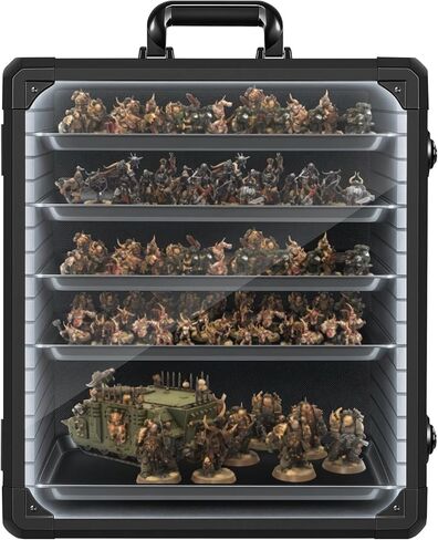 WELIDAY Miniatures Storage Case Miniatures Transport Case Aluminum Alloy Frame with Lock and LED Light (X-Large Size) in Kuwait