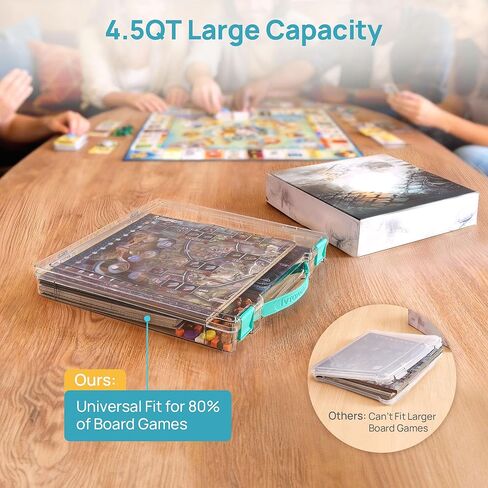 Vtopmart 3 Pack Board Game Storage with Handle and Snap-Tight Latch Lid, Craft Organizer Box Fit 12" x 12" Papers, Stackable Clear Storage Box for Art Supply Storage, Paper Storage, Puzzle Storage in Kuwait