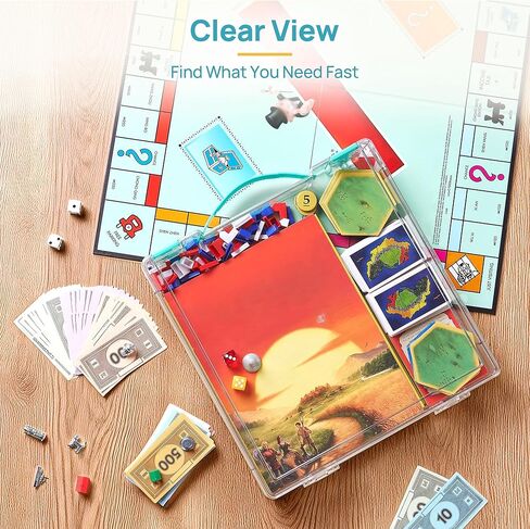 Vtopmart 3 Pack Board Game Storage with Handle and Snap-Tight Latch Lid, Craft Organizer Box Fit 12" x 12" Papers, Stackable Clear Storage Box for Art Supply Storage, Paper Storage, Puzzle Storage in Kuwait
