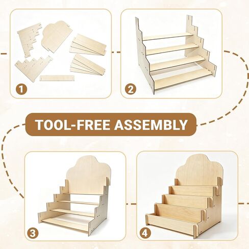 Paint Stand Compatible with Tamiya-4 Tier Wooden Paint Stand Rack,Model Kit Tool Organizer and Storage Rack for Painting Hobby and Tools in Kuwait