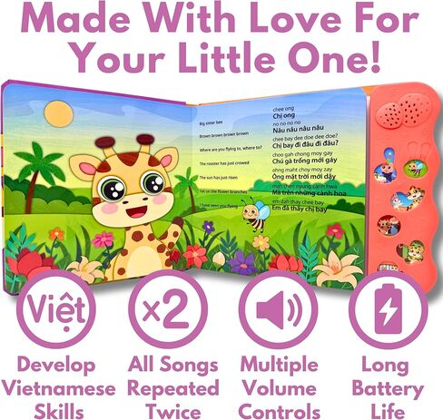 Vol. 3 — Interactive Sound Board Book for Toddlers 1-3, Bilingual English & Vietnamese Songs & Music, Talking Musical Learning Toy and Gift for Babies & Kids in Kuwait
