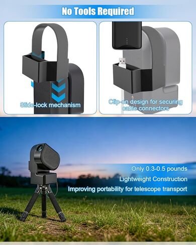 Extended Power Supply Holder Compatible with ZWO Seestar S50, Portable Bracket Secure Attachment for Astronomical Observation in Kuwait