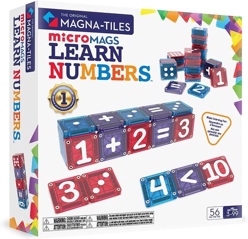 MAGNA-TILES microMAGS مجموعة بناء مغناطيسية مكونة من 56 قطعة لتعلم الأرقام، العلامة التجارية الأصلية للبناء المغناطيسي in Kuwait