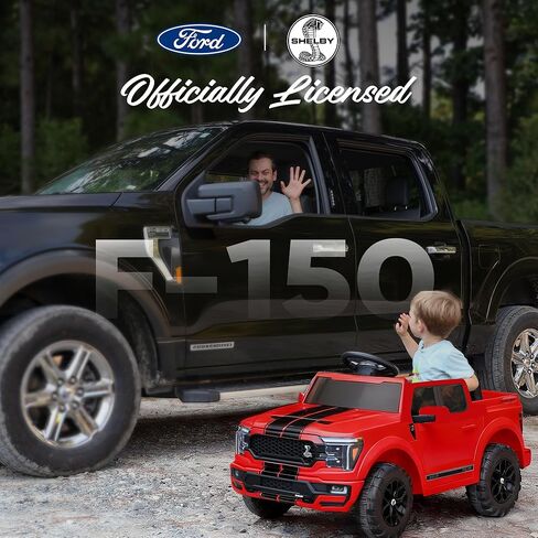 شاحنة سيارة للأطفال فورد شيلبي F-150 مرخصة من هيكيدو، سيارة كهربائية للأطفال الصغار 12 فولت للأطفال من سن 3 إلى 6 سنوات مع جهاز تحكم عن بعد - أحمر in Kuwait