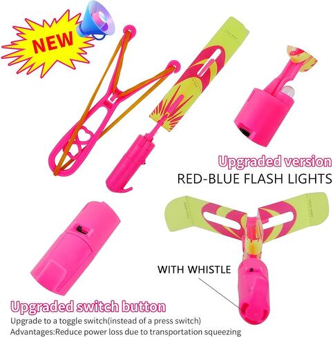 مجموعة الطيران LED OceanWings مع صافرة، 25 مقلاع + 25 طائرة هليكوبتر متوهجة، لعبة طائرة في الهواء الطلق تتوهج في الظلام لوازم الحفلات، هدايا الحفلات السائبة للأطفال 8-12،4-8، لعبة تخييم صيفية في الهواء الطلق in Kuwait