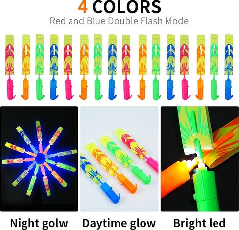 مجموعة الطيران LED OceanWings مع صافرة، 25 مقلاع + 25 طائرة هليكوبتر متوهجة، لعبة طائرة في الهواء الطلق تتوهج في الظلام لوازم الحفلات، هدايا الحفلات السائبة للأطفال 8-12،4-8، لعبة تخييم صيفية في الهواء الطلق in Kuwait