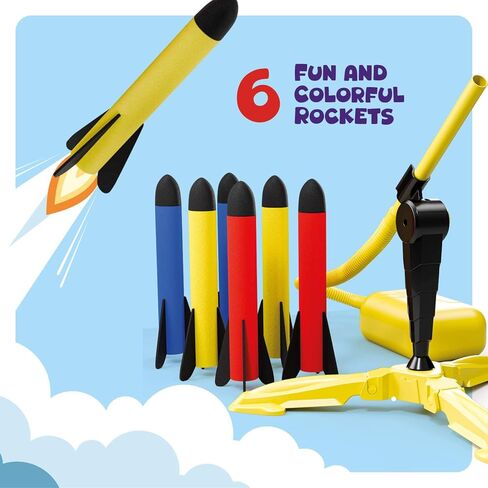 Rocket Launcher for Kids - Outdoor Toys for Kids Ages 4-8 Years - 3 4 5 6 7 Year Old Boy Birthday Gift - Rockets Kids Toys for Boys & Girls - 3 Year Old Gifts - Outside Fun Toddler Toys 3-5 in Kuwait