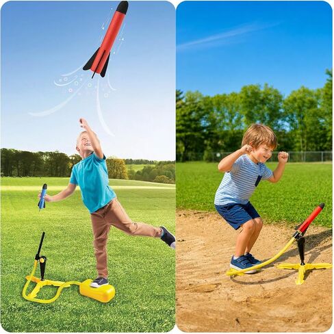 Rocket Launcher for Kids - Outdoor Toys for Kids Ages 4-8 Years - 3 4 5 6 7 Year Old Boy Birthday Gift - Rockets Kids Toys for Boys & Girls - 3 Year Old Gifts - Outside Fun Toddler Toys 3-5 in Kuwait