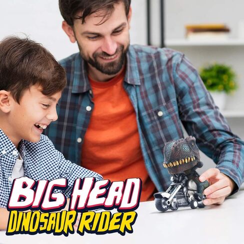 DINOBROS لعبة الديناصورات السيارات 2 حزمة الاحتكاك بالطاقة لعبة دراجة نارية تي ريكس وتريسيراتوبس الوحش دينو اللعب للأولاد الذين تتراوح أعمارهم بين 3،4،5،6،7 in Kuwait