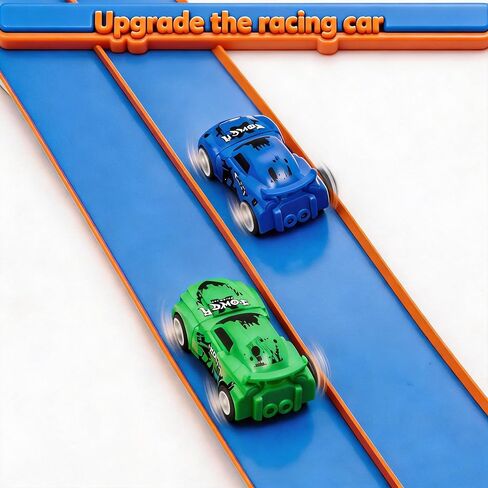 Flexible Tracks 15 Ft Flex Race Car Track for Kids Toy-DIY Car Track Set with 1/64th Rebound Cars Portable Rolls Up Race Tracks with Strong Suction Cups-Great Gifts Toys for Boys Girls Ages 3+ in Kuwait