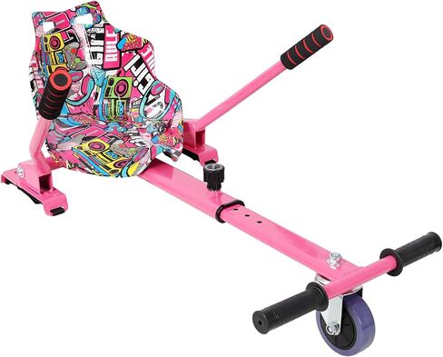 Hoverboard Go Kart Attachment, Heavy Duty Adjustable 29"-38" Frame, 360° Swivel Drift Wheel, Fits 6.5" 8" 10" Hoverboards, Off Road Cart for Teens & Adults, Pink+Black in Kuwait