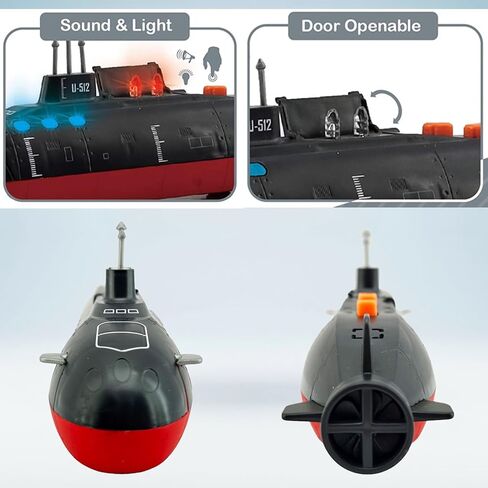 Submarine Toy Model, Diecast Navy Boat with Lights and Sounds, Pull-Back, for Kids Boys Toddlers Age 3+ in Kuwait