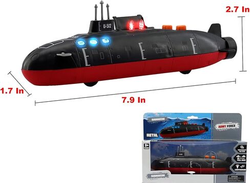 Submarine Toy Model, Diecast Navy Boat with Lights and Sounds, Pull-Back, for Kids Boys Toddlers Age 3+ in Kuwait