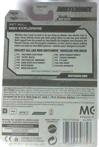 Matchbox MBX Explorers DEEP DIVER # 101 من 120 سلسلة الذكرى الستين in Kuwait