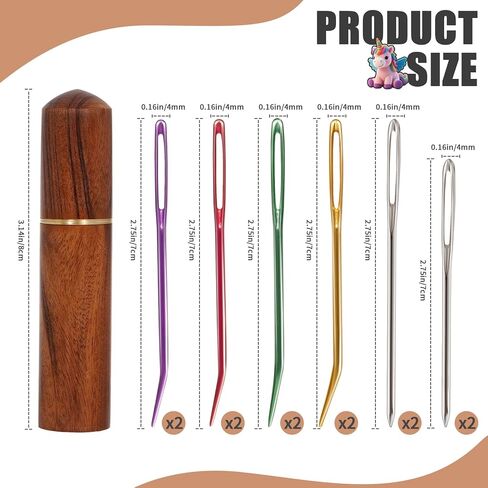 KaiserNgu Yarn Needles, 12 Pcs Large Eye Sewing Needle Kit, Darning Tapestry Needles, with Wood Storage in Kuwait