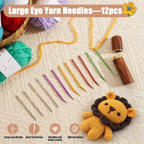 KaiserNgu Yarn Needles, 12 Pcs Large Eye Sewing Needle Kit, Darning Tapestry Needles, with Wood Storage in Kuwait