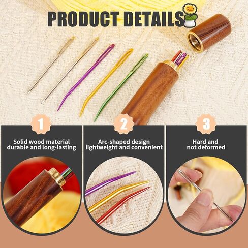 KaiserNgu Yarn Needles, 12 Pcs Large Eye Sewing Needle Kit, Darning Tapestry Needles, with Wood Storage in Kuwait