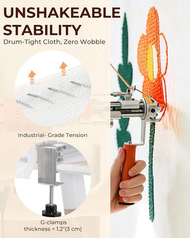 Cozytuft Aluminum Tabletop Tufting Frame (35.5") with Anti-Puncture Strip, Adjustable Rug Tufting Frame, Space-Saving Design for Punch Needle & Rug Making, Easy Clamp Setup in Kuwait