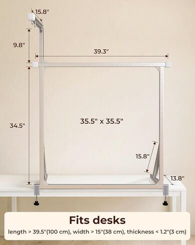Cozytuft Aluminum Tabletop Tufting Frame (35.5") with Anti-Puncture Strip, Adjustable Rug Tufting Frame, Space-Saving Design for Punch Needle & Rug Making, Easy Clamp Setup in Kuwait