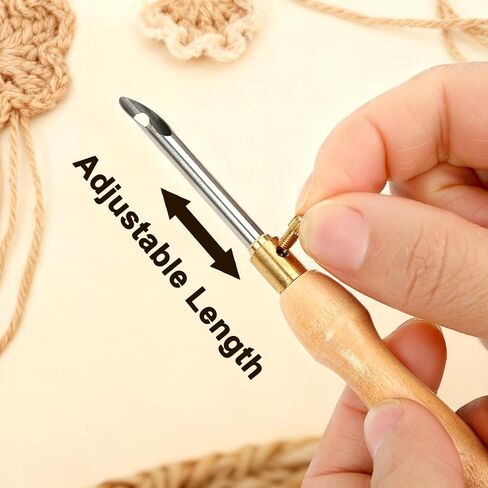 AUGSUN 39Pcs Punch Needle Embroidery Kit, Punch Needle Accessories Set Include Monk's Cloth Cross Stitch Fabric Adjustable Punch Tool for Handicraft Gifts Embroidery DIY Crafting Activity in Kuwait