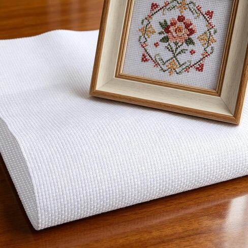 14 شبكة بيضاء عبر غرزة النسيج 20 "X 20" قماش التطريز الأبيض قماش فارغ للغرز المتقاطعة والحرف اليدوية in Kuwait