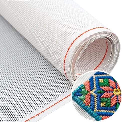 13 Mesh Needlepoint Canvas, 20" x 18" Premium White Cotton Blank Embroidery Fabric, Rolled in Cardboard Mailing Box with Artist Tape in Kuwait