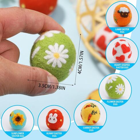 OEHPICC 6 Pcs Easter Eggs Needle Felting Kit for Beginners, Needle Felting Start Kit, with Wool Roving, Foam Pad, Instructions, for Easter Decorations Easter Basket Stuffer Spring Crafts Tree Hanging in Kuwait
