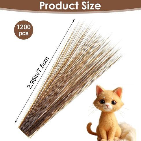 Andibro 1200PCS Simulated Animal Whiskers for Crafts, 3 Inches Craft Animal Whiskers, Plastic Whisker Supplies for Stuffed Animals, Needle Felting, Muppets, White, Black, Brown, Beige in Kuwait