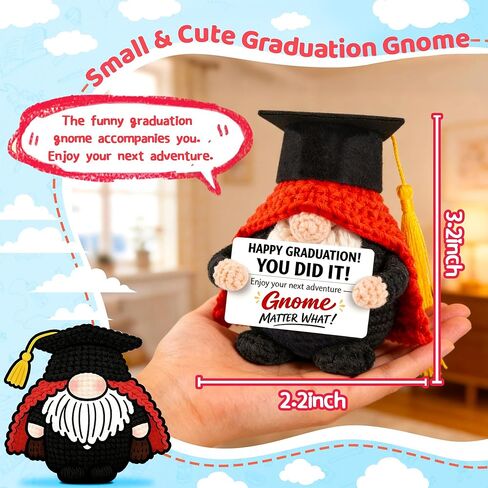 MUTUALUS Graduation Gifts for Her Him - Class of 2026 Funny Handmade Crochet Gnome Graduation Gift for College Middle High School, Graduate, Congrats Senior 2026 Grade Present for Girls Boys Teens in Kuwait