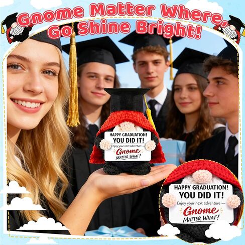 MUTUALUS Graduation Gifts for Her Him - Class of 2026 Funny Handmade Crochet Gnome Graduation Gift for College Middle High School, Graduate, Congrats Senior 2026 Grade Present for Girls Boys Teens in Kuwait