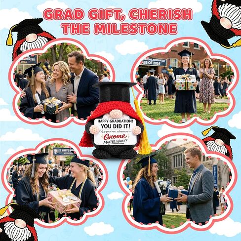 MUTUALUS Graduation Gifts for Her Him - Class of 2026 Funny Handmade Crochet Gnome Graduation Gift for College Middle High School, Graduate, Congrats Senior 2026 Grade Present for Girls Boys Teens in Kuwait