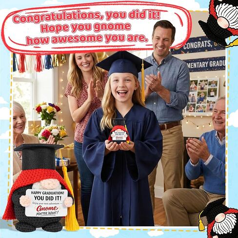 MUTUALUS Graduation Gifts for Her Him - Class of 2026 Funny Handmade Crochet Gnome Graduation Gift for College Middle High School, Graduate, Congrats Senior 2026 Grade Present for Girls Boys Teens in Kuwait