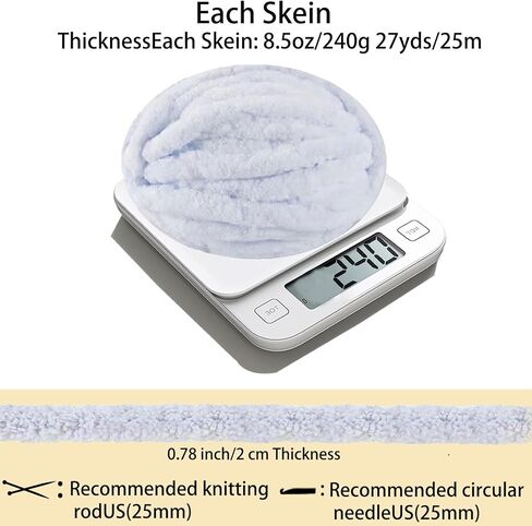 3 Pack Chunky Yarn for Hand Knitting, Thick Chunky Chenille Yarn for Crocheting, 27 yds 8.5 oz Each Skein (Pure White) in Kuwait