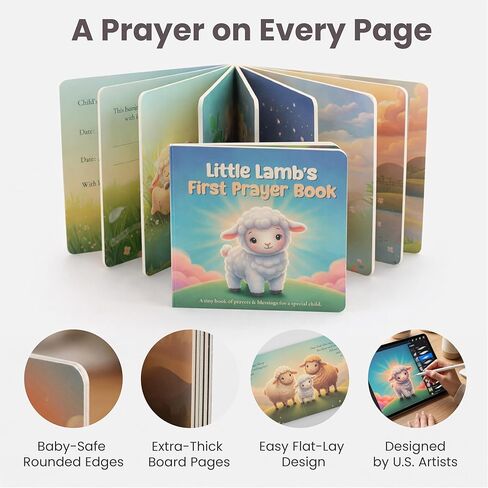 Baptism Gift for Girl – Baptism Set with 10" Praying Lamb Plush Toy (Pink Bow), Bamboo Muslin Blanket & First Prayer Book, Ready to Gift Keepsake Box in Kuwait