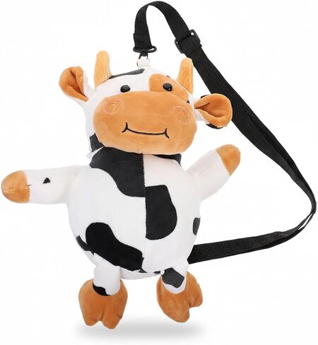 Cow Shape Plush Crossbody Bag – Soft Plush Texture for Comfortable All-Day Carry, Adjustable Strap for Hands-Free Use – for Girls, Kids, Animal Lovers, Daily Shopping, Travel, Halloween in Kuwait