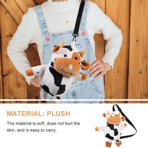 Cow Shape Plush Crossbody Bag – Soft Plush Texture for Comfortable All-Day Carry, Adjustable Strap for Hands-Free Use – for Girls, Kids, Animal Lovers, Daily Shopping, Travel, Halloween in Kuwait