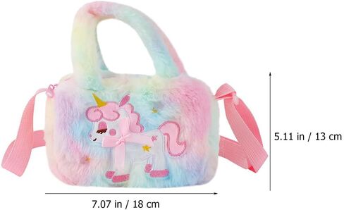 Unicorn Plush Crossbody Purse for Girls Kids Adjustable Strap Lightweight Cartoon Handbag Birthday Gift in Kuwait