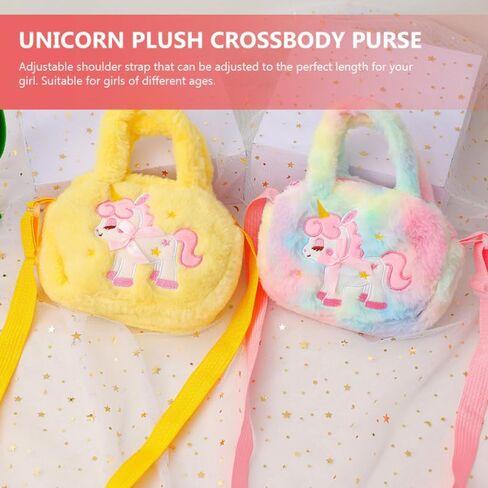 Unicorn Plush Crossbody Purse for Girls Kids Adjustable Strap Lightweight Cartoon Handbag Birthday Gift in Kuwait