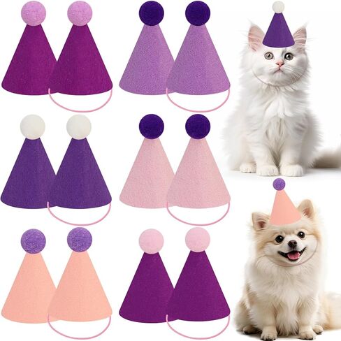 12pcs Pink Mini Party Hats for Stuffed Animals, Finished Birthday Party Cone Hats, Dolls Dog Cat Assorted Animal Birthday Decorations (No Assembled Required) in Saudi Arabia