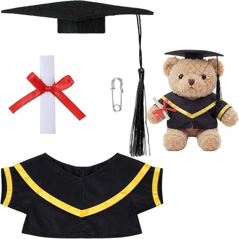 Roshtia Graduation Bear Clothes Graduation Cap and Gown Outfit Fits Most 8" - 12" Inch Plush Bear Make Your Own Plush Stuffed Animal Outfit Doll Clothes(Stylish Style,Pink) in Kuwait