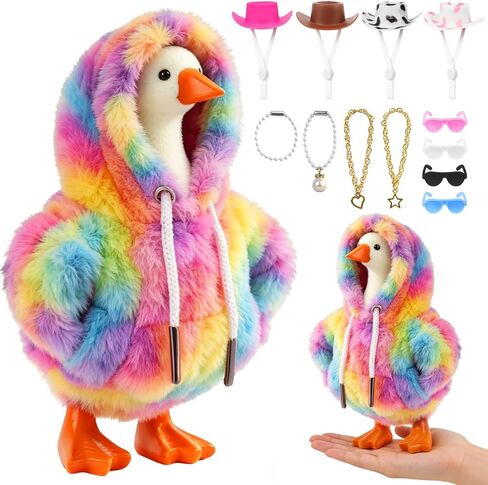 7 Inch Desk Goose Outfits, 13Pcs Mini Desktop Goose Clothes, Small Desk Outfits Hat Accessory Costumes for Geese Statue Decor (Leopard) in Kuwait