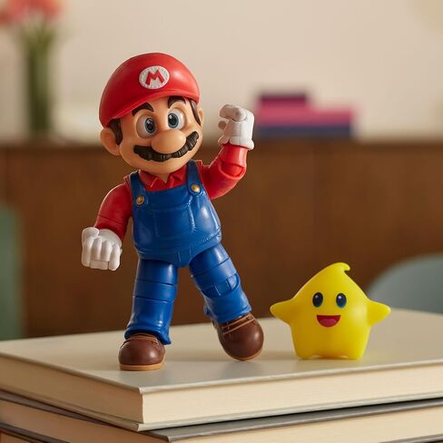 The Super Mario Galaxy Movie 5" Action Figures Series 1 – Mario Figure with Yellow Glow-in-The Dark Luma Star Accessory - Premium Details 22 Points of Articulation in Kuwait
