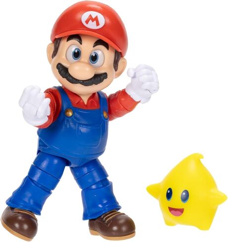 The Super Mario Galaxy Movie 5" Action Figures Series 1 – Mario Figure with Yellow Glow-in-The Dark Luma Star Accessory - Premium Details 22 Points of Articulation in Kuwait