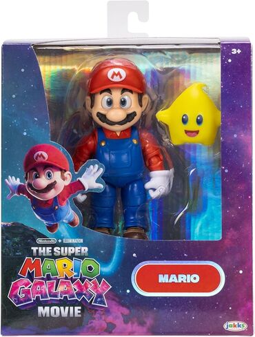 The Super Mario Galaxy Movie 5" Action Figures Series 1 – Mario Figure with Yellow Glow-in-The Dark Luma Star Accessory - Premium Details 22 Points of Articulation in Kuwait