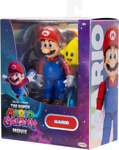 The Super Mario Galaxy Movie 5" Action Figures Series 1 – Mario Figure with Yellow Glow-in-The Dark Luma Star Accessory - Premium Details 22 Points of Articulation in Kuwait